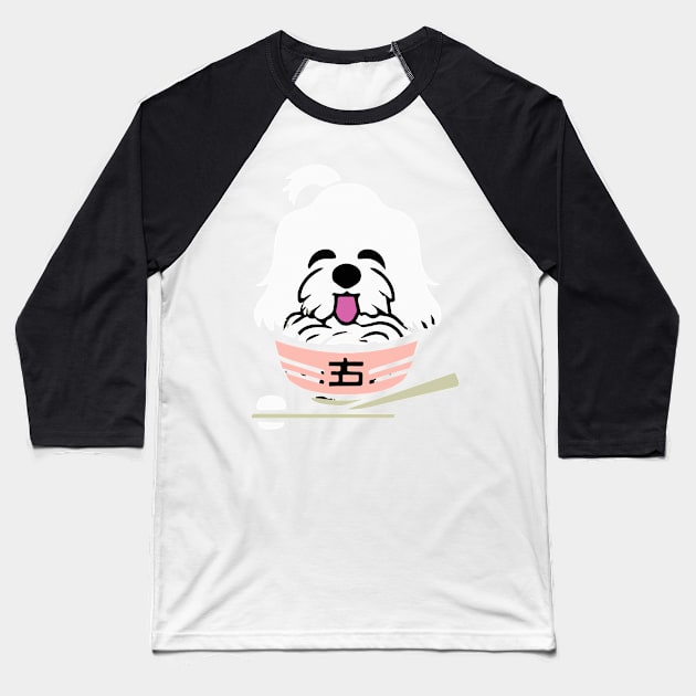 Maltese Dog Japanese Ramen Funny Dog Owner Retro Funny Dog Baseball T-Shirt by BetterManufaktur